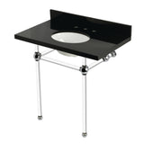Templeton 36-Inch Black Granite Console Sink with Acrylic Legs (8-Inch, 3-Hole)