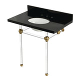 Templeton 36-Inch Black Granite Console Sink with Acrylic Legs (8-Inch, 3-Hole)