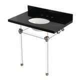 Templeton 36-Inch Black Granite Console Sink with Acrylic Legs (8-Inch, 3-Hole)
