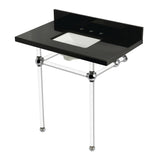 Templeton 36-Inch Black Granite Console Sink with Acrylic Legs (8-Inch, 3-Hole)