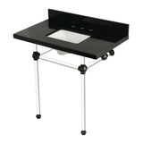 Templeton 36-Inch Black Granite Console Sink with Acrylic Legs (8-Inch, 3-Hole)
