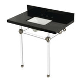 Templeton 36-Inch Black Granite Console Sink with Acrylic Legs (8-Inch, 3-Hole)