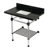 Templeton 36-Inch Black Granite Console Sink with Acrylic Legs and Shelf (8-Inch, 3-Hole)