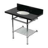 Templeton 36-Inch Black Granite Console Sink with Brass Legs and Shelf (8-Inch, 3-Hole)