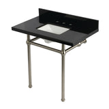 Templeton 36-Inch Black Granite Console Sink with Brass Legs (8-Inch, 3-Hole)