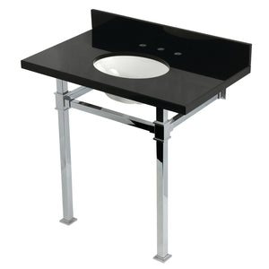 Monarch 36-Inch Black Granite Console Sink with Stainless Steel Legs