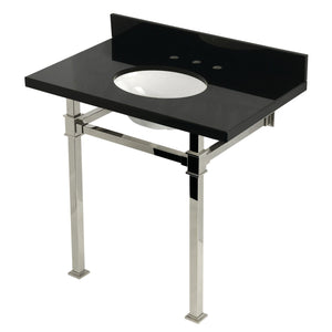 Monarch 36-Inch Black Granite Console Sink with Stainless Steel Legs