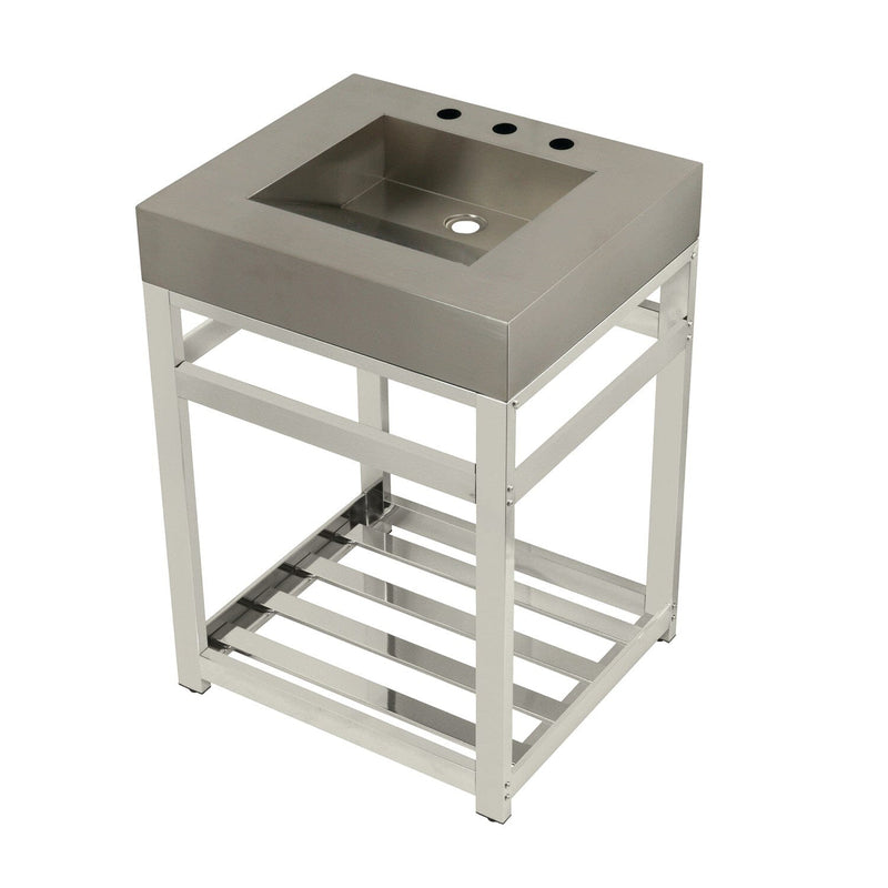 Kingston Commercial 25-Inch Stainless Steel Console Sink with Steel Base (8-Inch, 3-Hole)