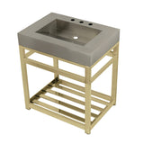 Kingston Commercial 31-Inch Stainless Steel Console Sink with Steel Base (8-Inch, 3-Hole)