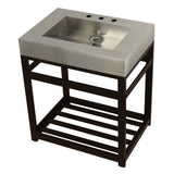 Kingston Commercial 31-Inch Stainless Steel Console Sink with Steel Base (8-Inch, 3-Hole)