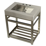 Kingston Commercial 31-Inch Stainless Steel Console Sink with Steel Base (8-Inch, 3-Hole)