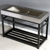 Kingston Commercial 49-Inch Stainless Steel Console Sink with Steel Base (8-Inch, 3-Hole)