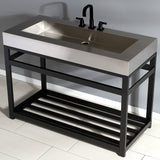 Kingston Commercial 49-Inch Stainless Steel Console Sink with Steel Base (8-Inch, 3-Hole)