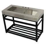 Kingston Commercial 49-Inch Stainless Steel Console Sink with Steel Base (8-Inch, 3-Hole)