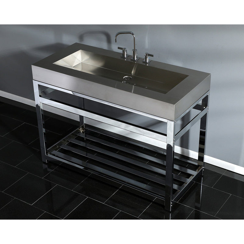 Kingston Commercial 49-Inch Stainless Steel Console Sink with Steel Base (8-Inch, 3-Hole)