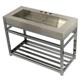 Kingston Commercial 49-Inch Stainless Steel Console Sink with Steel Base (8-Inch, 3-Hole)