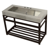 Kingston Commercial 49-Inch Stainless Steel Console Sink with Steel Base (8-Inch, 3-Hole)