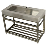 Kingston Commercial 49-Inch Stainless Steel Console Sink with Steel Base (8-Inch, 3-Hole)