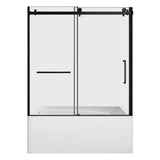 60-Inch Acrylic Rectangular 3-Wall Anti-Skid Alcove Tub with Tub Door, Left Hand Drain