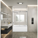 60-Inch Acrylic Rectangular 3-Wall Anti-Skid Alcove Tub with Tub Door, Left Hand Drain