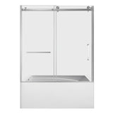 60-Inch Acrylic Rectangular 3-Wall Anti-Skid Alcove Tub with Tub Door, Left Hand Drain