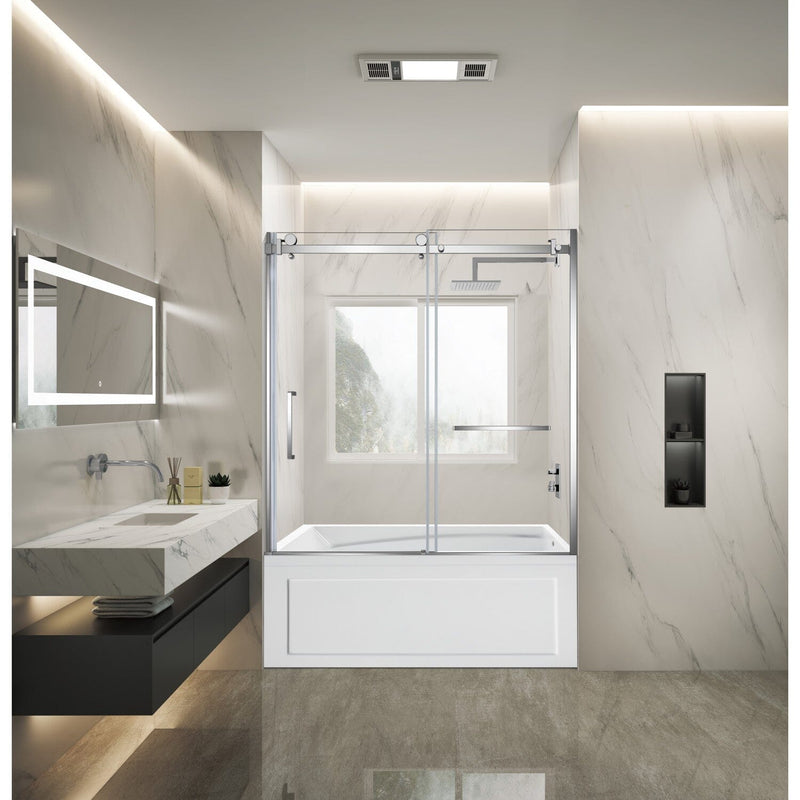 60-Inch Acrylic Rectangular 3-Wall Anti-Skid Alcove Tub with Tub Door, Right Hand Drain