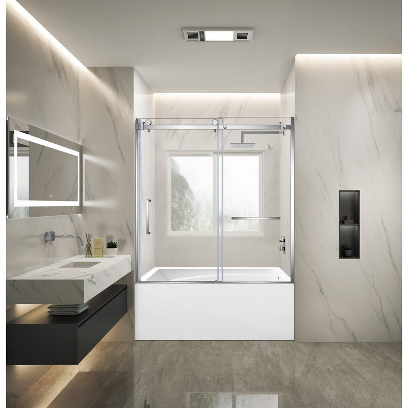 60-Inch Acrylic Rectangular 3-Wall Anti-Skid Alcove Tub with Tub Door, Right Hand Drain