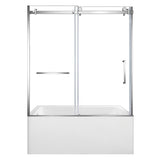 60-Inch Acrylic Rectangular 3-Wall Anti-Skid Alcove Tub with Tub Door, Left Hand Drain