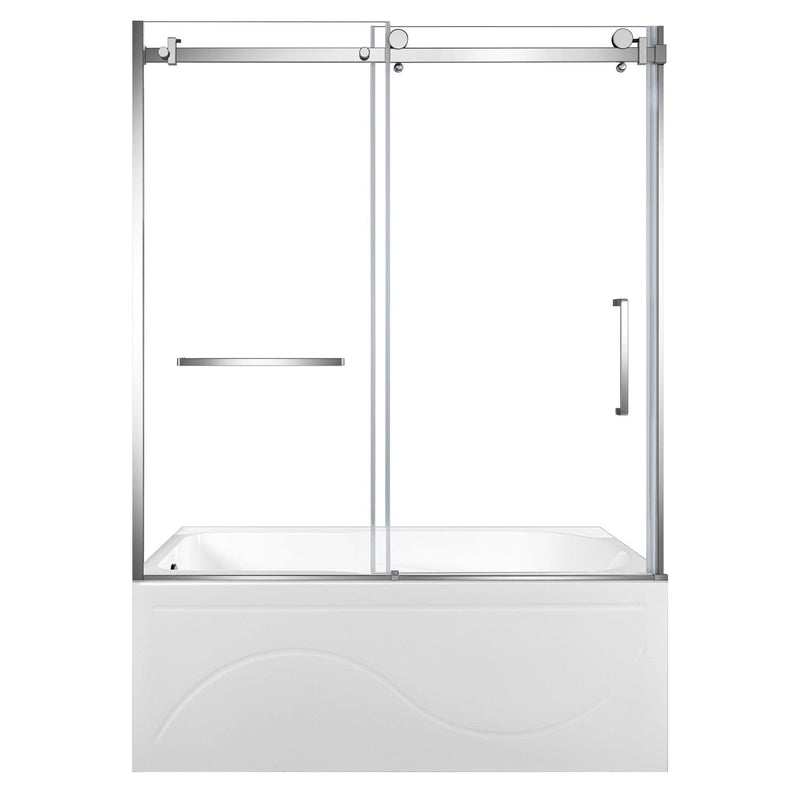 60-Inch Acrylic Rectangular 3-Wall Anti-Skid Alcove Tub with Tub Door, Left Hand Drain