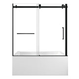 60-Inch Acrylic Rectangular 3-Wall Alcove Tub with Tub Door, Left Hand Drain