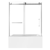 60-Inch Acrylic Rectangular 3-Wall Alcove Tub with Tub Door, Left Hand Drain