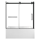 60-Inch Acrylic Rectangular 3-Wall Alcove Tub with Tub Door, Left Hand Drain
