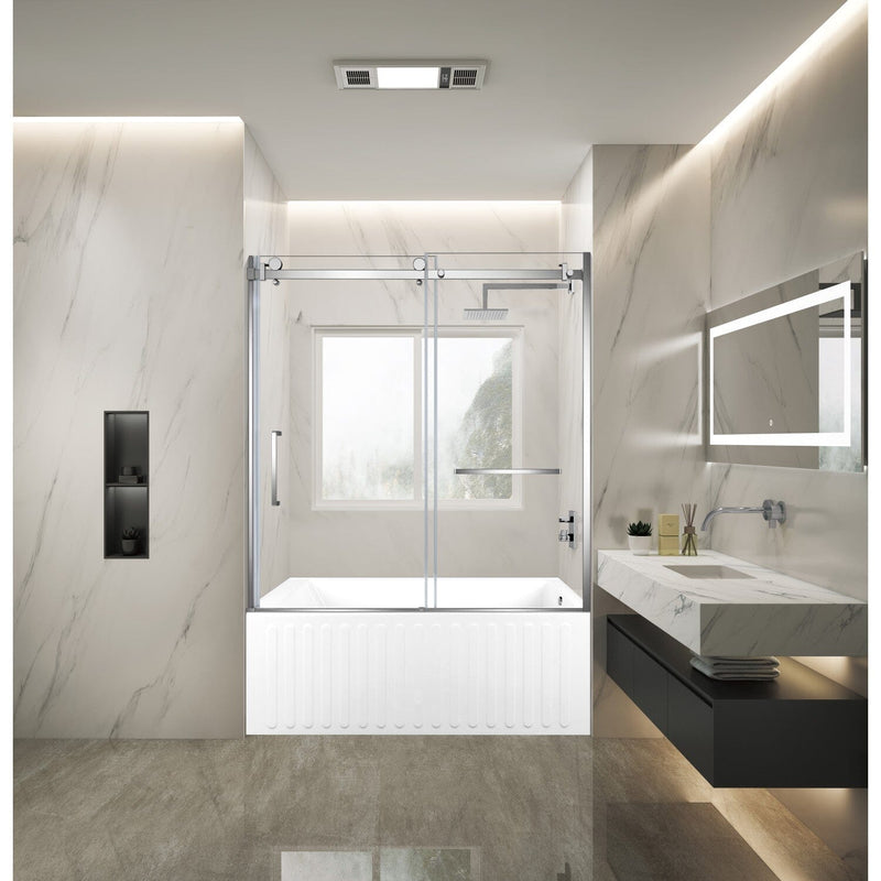 60-Inch Acrylic Rectangular 3-Wall Alcove Tub with Tub Door, Right Hand Drain