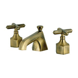 Two-Handle 3-Hole Deck Mount Widespread Bathroom Faucet with Brass Pop-Up