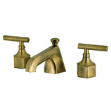 Two-Handle 3-Hole Deck Mount Widespread Bathroom Faucet with Brass Pop-Up