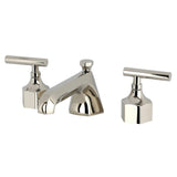 Two-Handle 3-Hole Deck Mount Widespread Bathroom Faucet with Brass Pop-Up