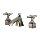 Two-Handle 3-Hole Deck Mount Widespread Bathroom Faucet with Brass Pop-Up