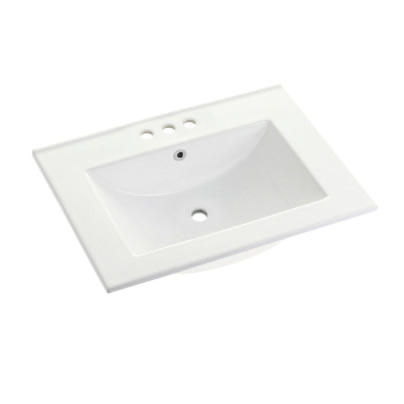Ultra Modern 24-Inch Ceramic Vanity Sink Top (4" Faucet Drillings)