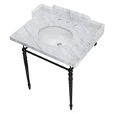 Habsburg 30-Inch Carrara Marble Console Sink with Brass Legs (8-Inch, 3-Hole)