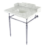 Habsburg 30-Inch Carrara Marble Console Sink with Brass Legs (8-Inch, 3-Hole)