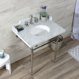 Habsburg 30-Inch Carrara Marble Console Sink with Brass Legs (8-Inch, 3-Hole)