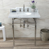 Habsburg 30-Inch Carrara Marble Console Sink with Brass Legs (8-Inch, 3-Hole)