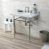 Habsburg 30-Inch Carrara Marble Console Sink with Brass Legs (8-Inch, 3-Hole)