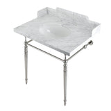 Habsburg 30-Inch Carrara Marble Console Sink with Brass Legs (8-Inch, 3-Hole)