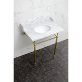 Habsburg 30-Inch Carrara Marble Console Sink with Brass Legs (8-Inch, 3-Hole)