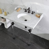 Pemberton 30-Inch Carrara Marble Console Sink with Acrylic Legs (8-Inch, 3-Hole)