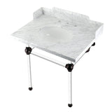 Pemberton 30-Inch Carrara Marble Console Sink with Acrylic Legs (8-Inch, 3-Hole)