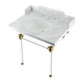 Pemberton 30-Inch Carrara Marble Console Sink with Acrylic Legs (8-Inch, 3-Hole)