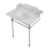 Dreyden 30-Inch Carrara Marble Console Sink with Stainless Steel Legs (8-Inch, 3-Hole)