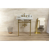 Dreyden 30-Inch Carrara Marble Console Sink with Stainless Steel Legs (8-Inch, 3-Hole)